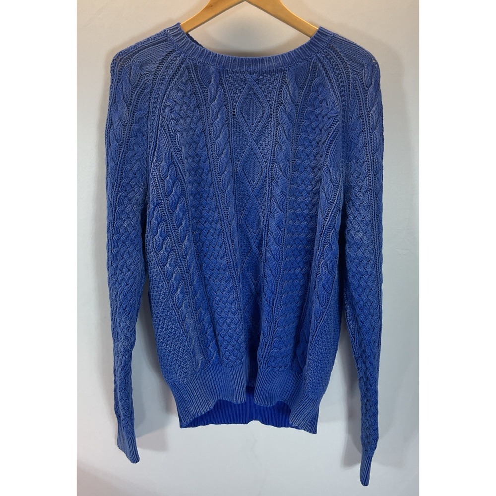 Polo Ralph Lauren chunky fisherman Cable Knit crew neck Sweater Mens 2XB BLUE